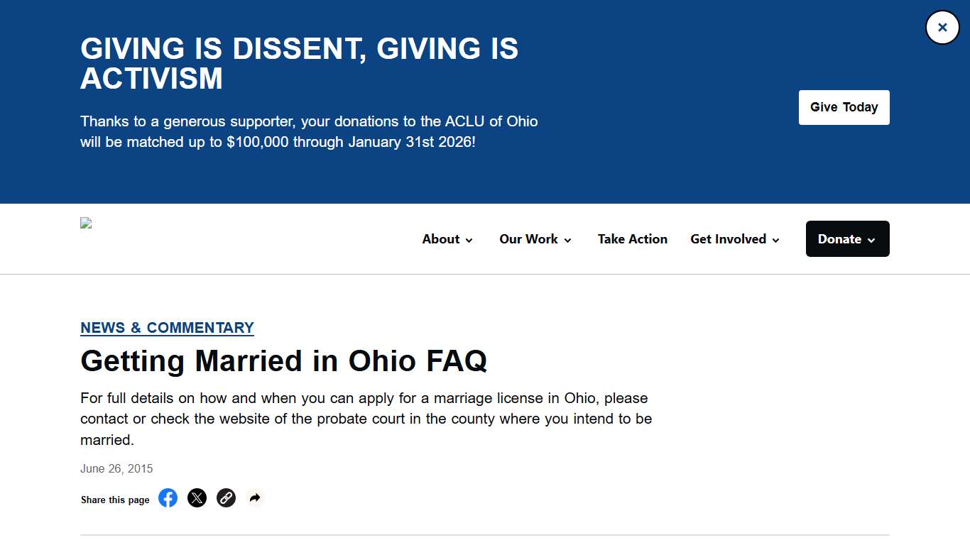 Getting Married in Ohio FAQ - ACLU of Ohio