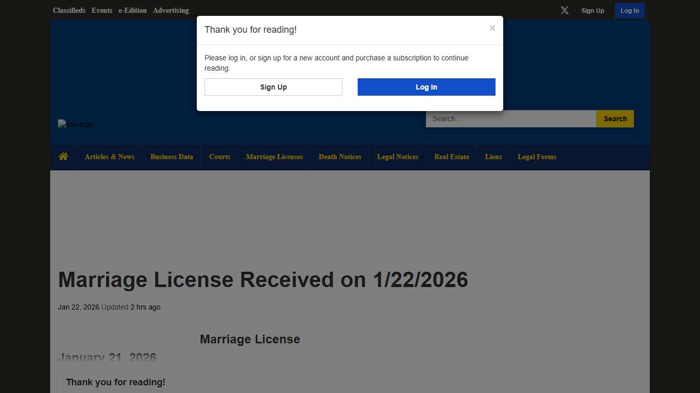Marriage License Received on 1/22/2026 Marriage Licenses toledolegalnews.com