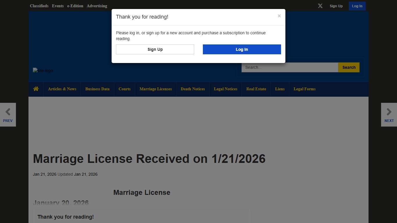 Marriage License Received on 1/21/2026 Marriage Licenses toledolegalnews.com